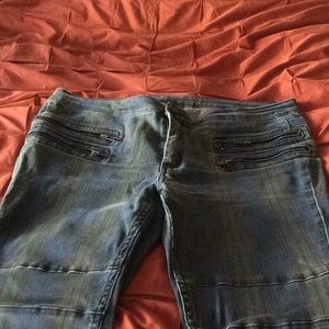 Free People Plaid zipper skinny jeans